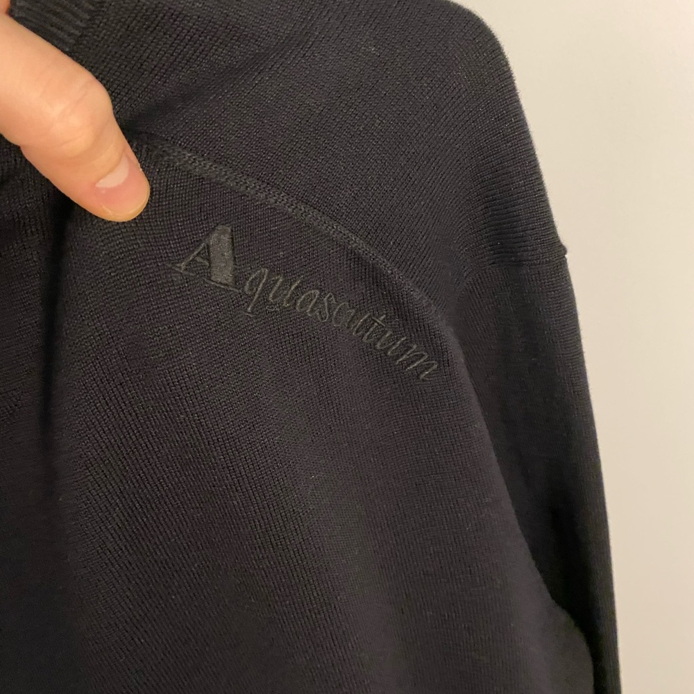 AQUASCUTUM Men’s Argyle Cotton Knit V-Neck Golf Sweater Black Blue XL - Picture 5 of 7